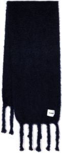 Jil Sander chunky-knit fringed scarf Blauw