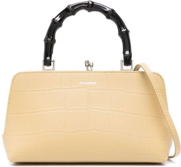 Jil Sander Crossbodytas met krokodillenleer-effect Beige