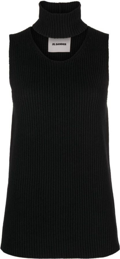 Jil Sander Ribgebreid gilet Zwart