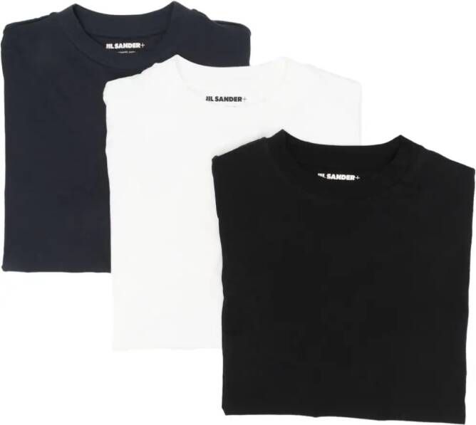 Jil Sander Drie T-shirts met logopatch Wit