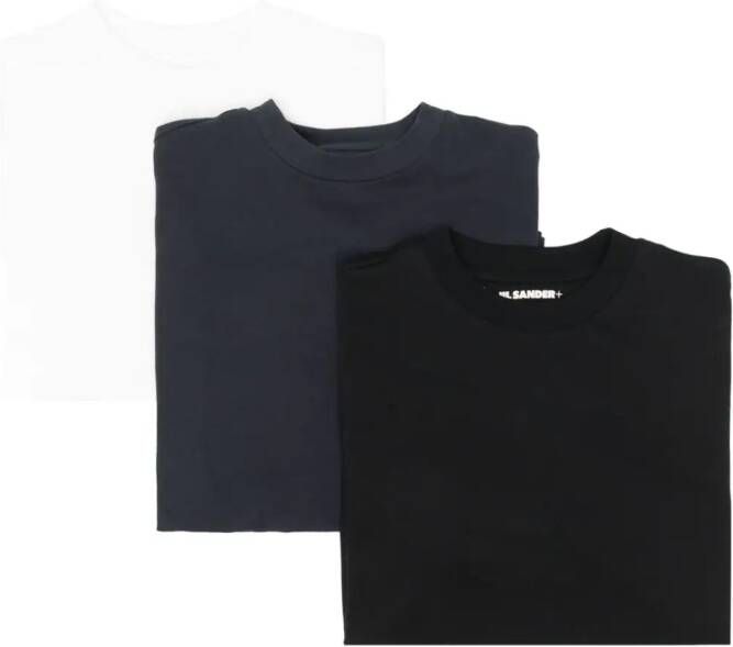 Jil Sander Drie T-shirts met logopatch Zwart