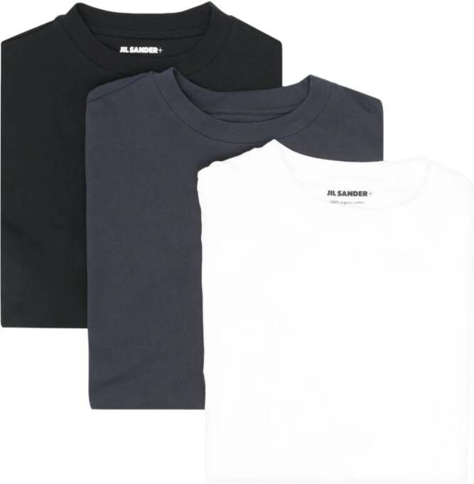 Jil Sander Drie T-shirts met logoprint Wit