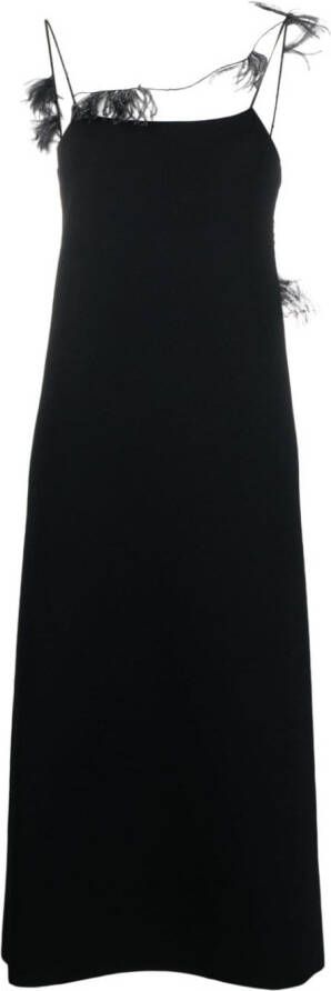 Jil Sander Onderjurk met veren afwerking Zwart
