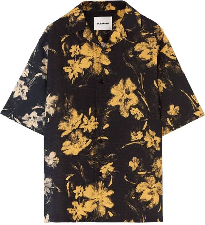 Jil Sander Overhemd met bloemenprint Zwart