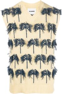 Jil Sander Hemd met geborduurde palmboom Geel