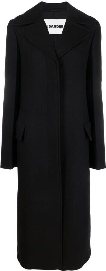 Jil Sander Jas met gekerfde revers Zwart
