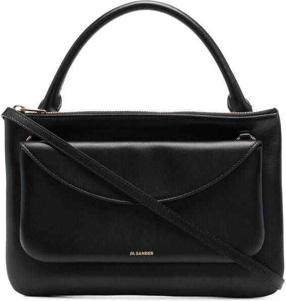 Jil Sander Leren crossbodytas Zwart