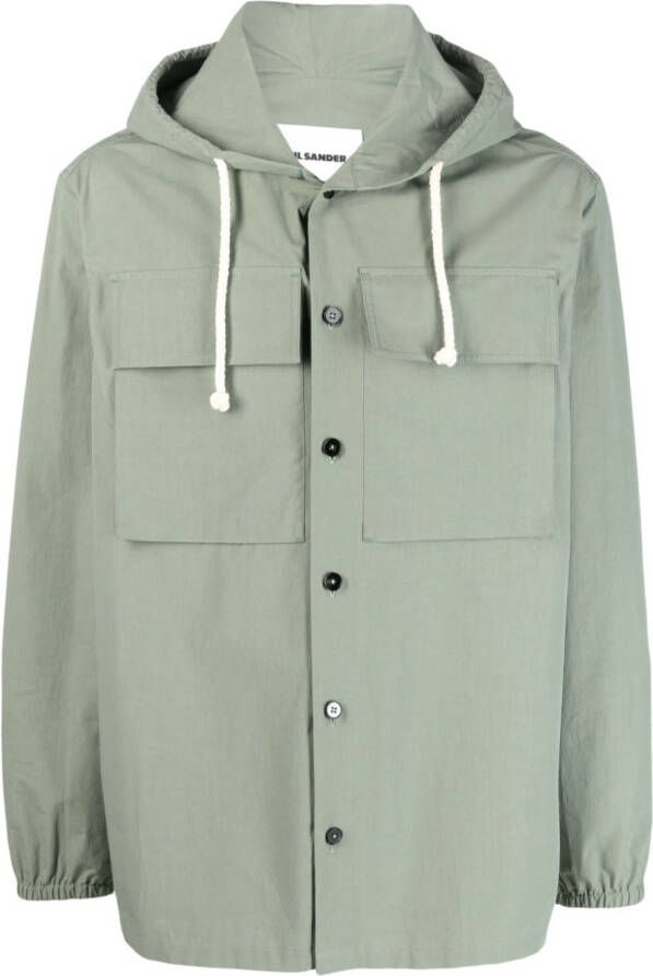 Jil Sander Shirtjack met capuchon Groen