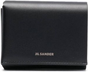 Jil Sander logo-plaque leather wallet Zwart