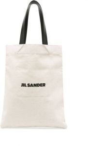 Jil Sander logo-print canvas tote bag Beige
