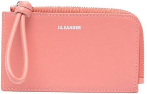 Jil Sander logo-stamp zipped leather purse Roze