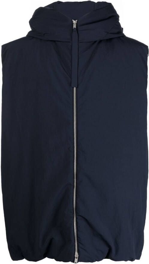 Jil Sander padded sleeveless hooded gilet Blauw