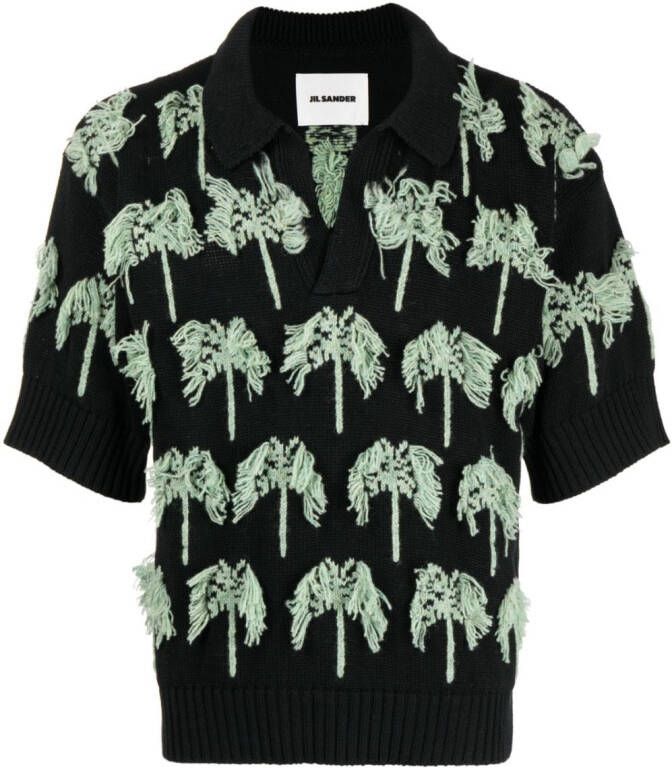 Jil Sander Poloshirt met palmboomprint Zwart