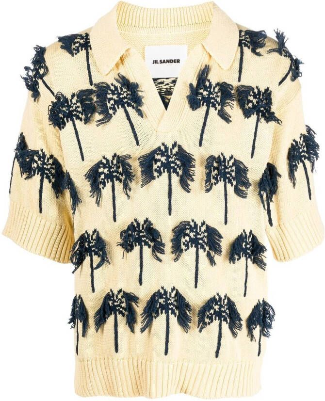 Jil Sander Poloshirt met palmboomprint Geel