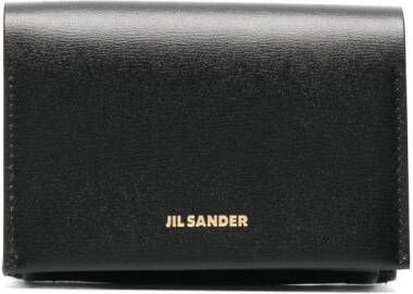 Jil Sander Portemonnee met logo reliëf Zwart