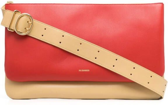 Jil Sander Schoudertas met colourblocking Rood