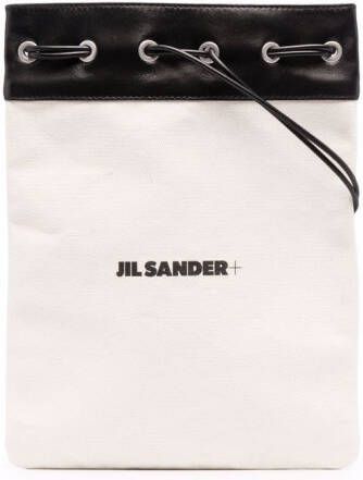 Jil Sander Schoudertas met logo Beige