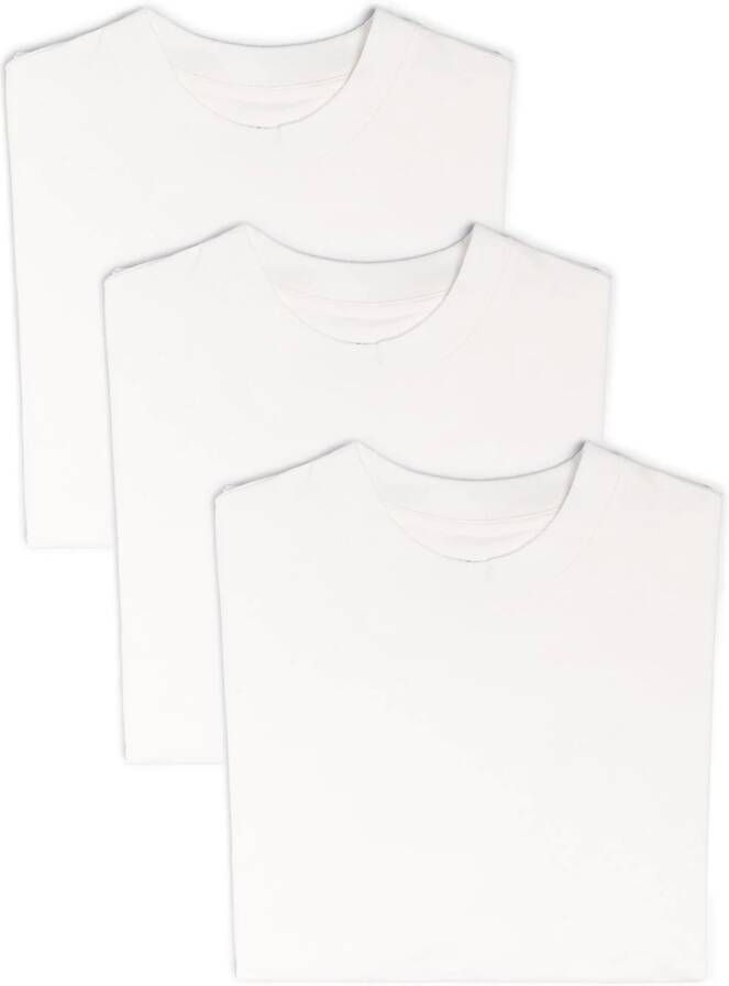 Jil Sander Set van drie T-shirts met logopatch Wit
