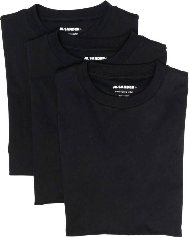 Jil Sander Set van drie T-shirts met logopatch Zwart