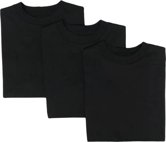 Jil Sander Set van drie T-shirts met logopatch Zwart