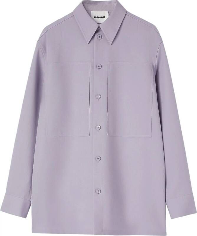 Jil Sander Shirtjack met vlakken Paars