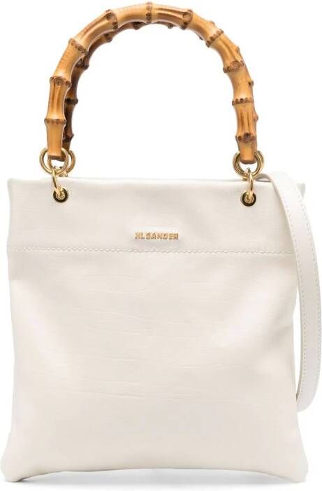 Jil Sander Shopper met bamboe handgreep Wit
