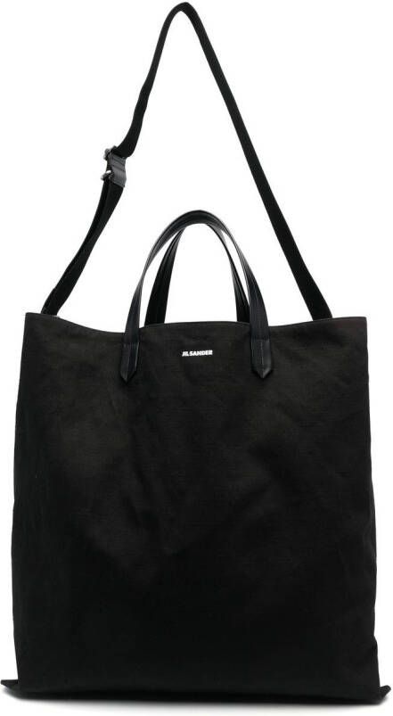 Jil Sander Shopper met logoprint Zwart