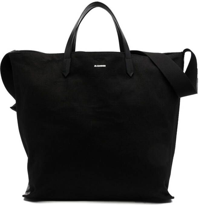 Jil Sander Shopper met logoprint Zwart