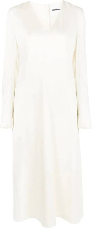 Jil Sander Satijnen jurk Beige