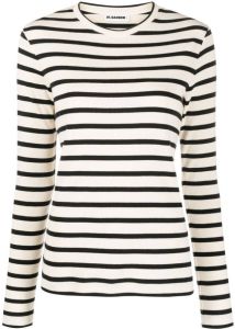 Jil Sander striped-print ribbed cotton T-shirt Beige