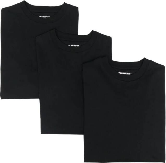 Jil Sander Drie T-shirts met logopatch Zwart