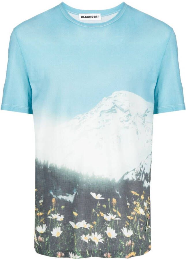 Jil Sander T-shirt met print Blauw