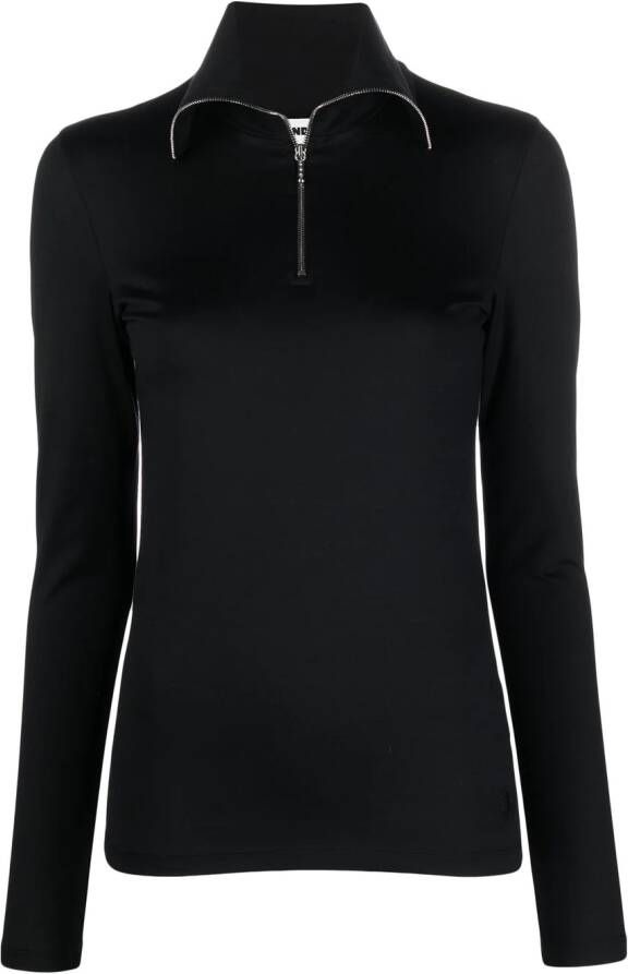 Jil Sander T-shirt met rits Zwart