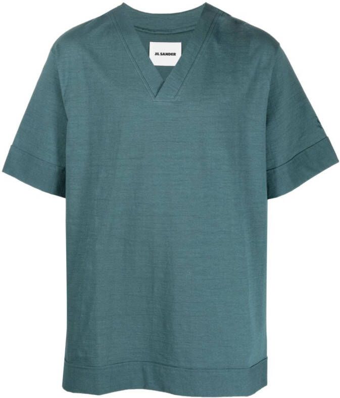 Jil Sander T-shirt met V-hals Blauw