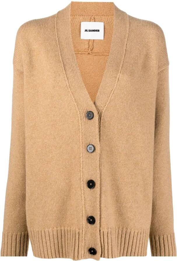 Jil Sander Vest met V-hals Beige