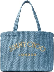 Jimmy Choo logo-print beach tote bag Blauw