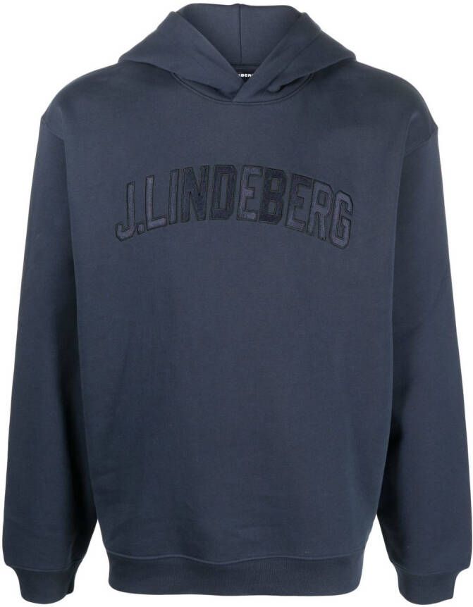 J.Lindeberg Hoodie met geborduurd logo Blauw