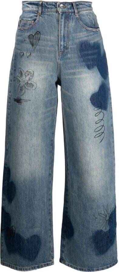 JNBY Jeans met wijde pijpen Blauw