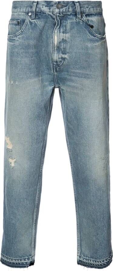 John Elliott cropped distressed effect jeans Blauw