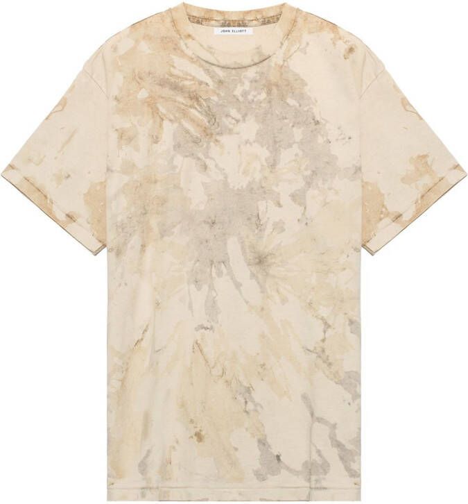 John Elliott T-shirt met tie-dye print Beige