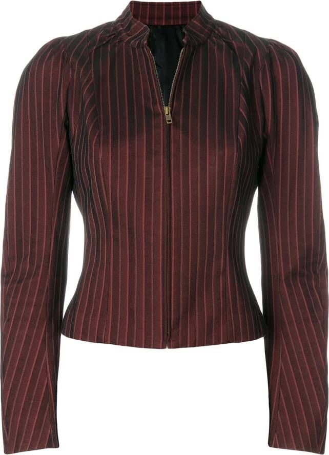 John Galliano Pre-Owned gestreepte metallic blazer Zwart - Foto 4