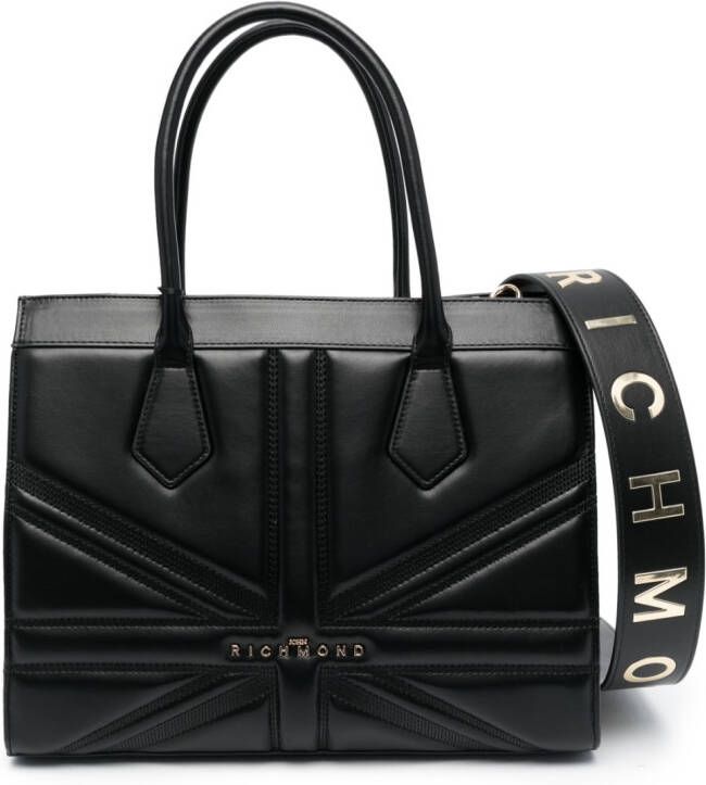 John Richmond Shopper met geometrisch patroon Zwart