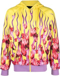 John Richmond graphic-print hooded jacket Geel