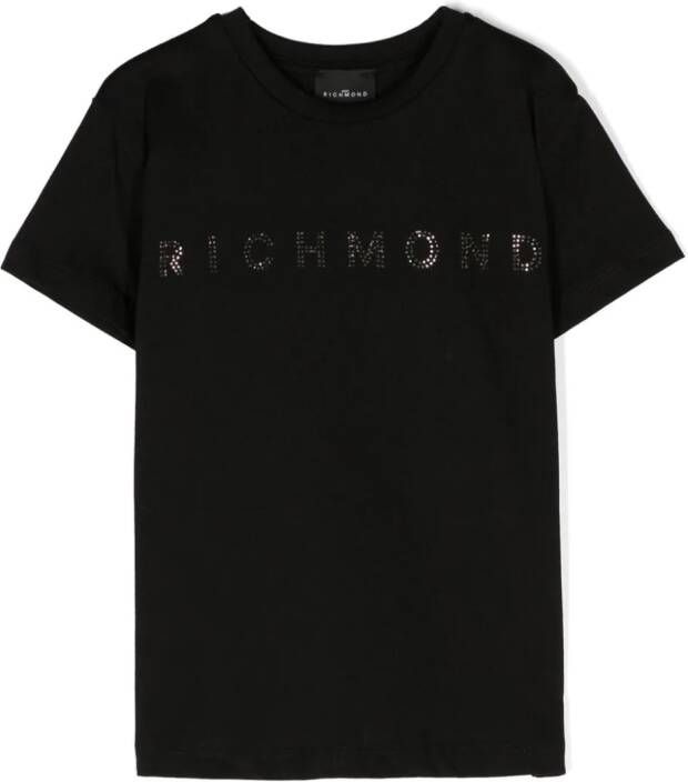 John Richmond Junior Katoenen T-shirt met logo Zwart