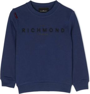 John Richmond Junior Laikat sweater met geborduurd logo Blauw