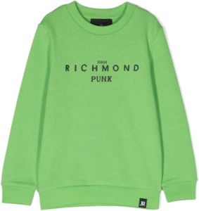 John Richmond Junior logo-print cotton-blend sweatshirt Groen