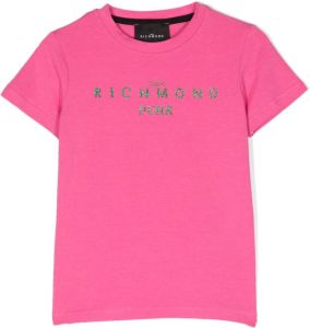 John Richmond Junior logo-print cotton T-shirt Roze