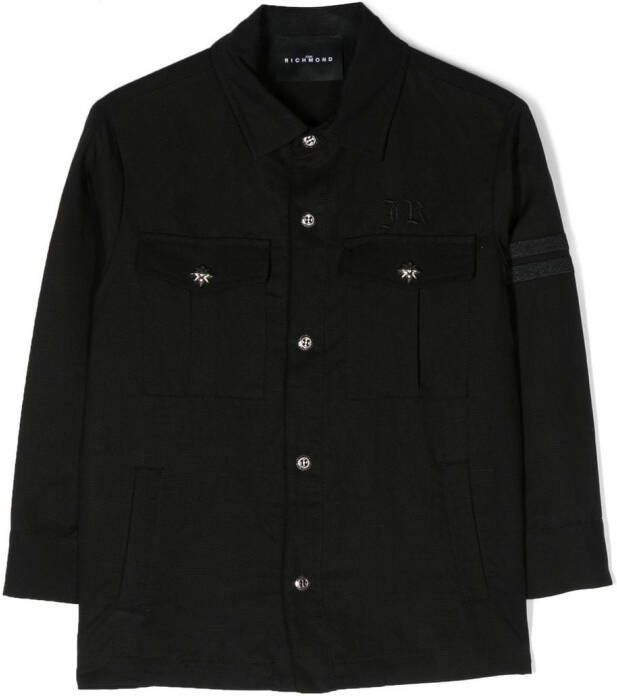 John Richmond Junior Shirt verfraaid met stras Zwart