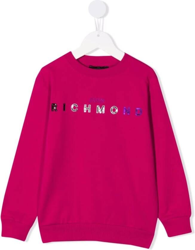John Richmond Junior Sweater met logo van pailletten Roze