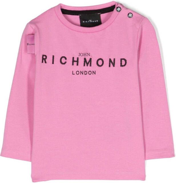 John Richmond Junior T-shirt met geborduurd logo Roze